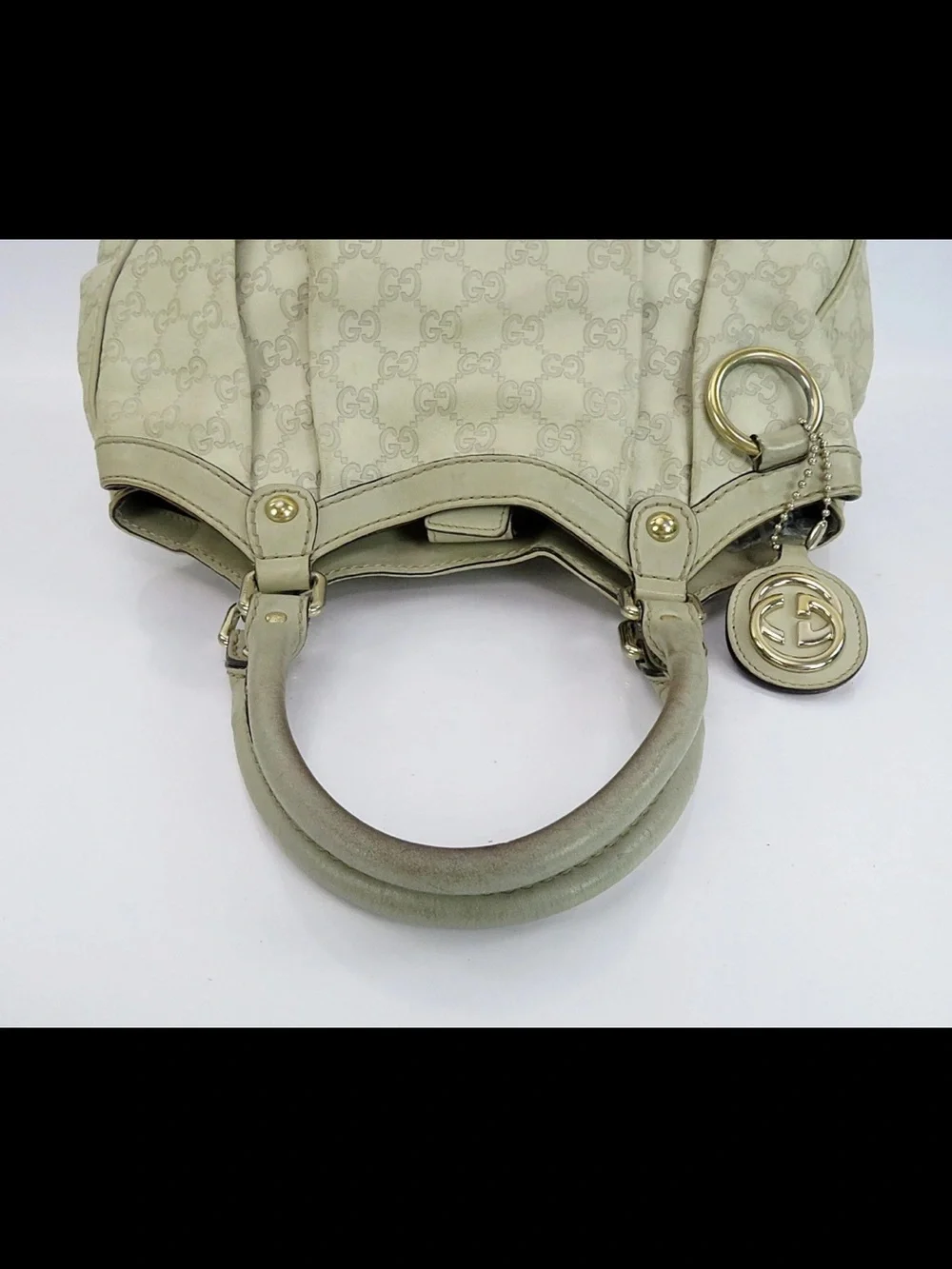 Gucci Cream GG Canvas Shoulder Bag with Gold Hardware